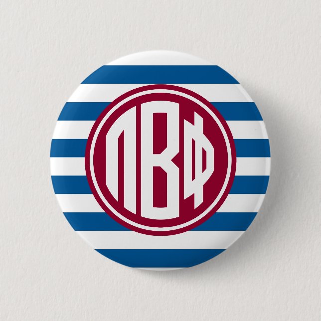 Pi Beta Phi | Monogram Stripe Pattern Button (Front)
