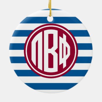 Pi Beta Phi | Monogram Stripe Pattern Ceramic Ornament by pibetaphi at Zazzle