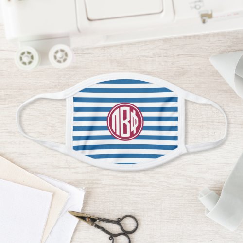 Pi Beta Phi  Monogram Stripe Pattern Face Mask