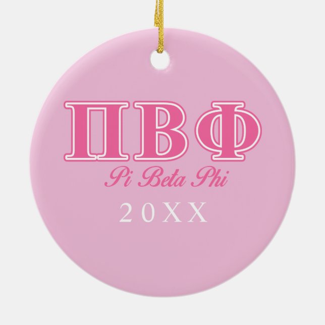 Pi Beta Phi Pink Letters Ceramic Ornament (Back)