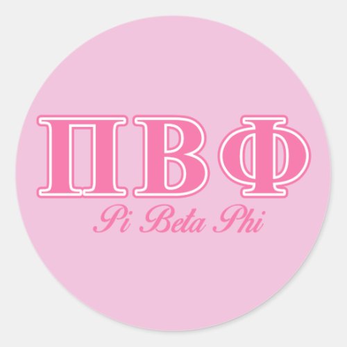 Pi Beta Phi Pink Letters Classic Round Sticker