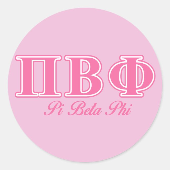 Pi Beta Phi Pink Letters Classic Round Sticker (Front)