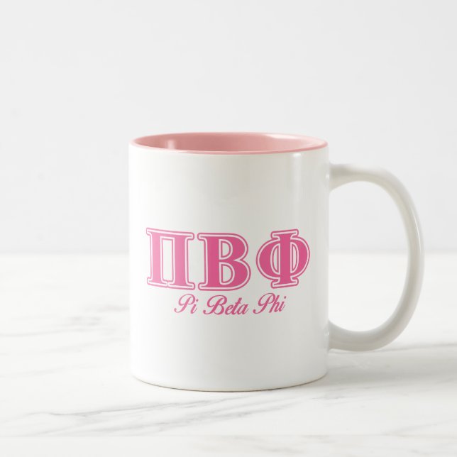 Pi Beta Phi Pink Letters Two-Tone Coffee Mug (Right)