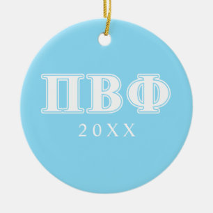 Pi Beta Phi White and Blue Letters Ceramic Ornament