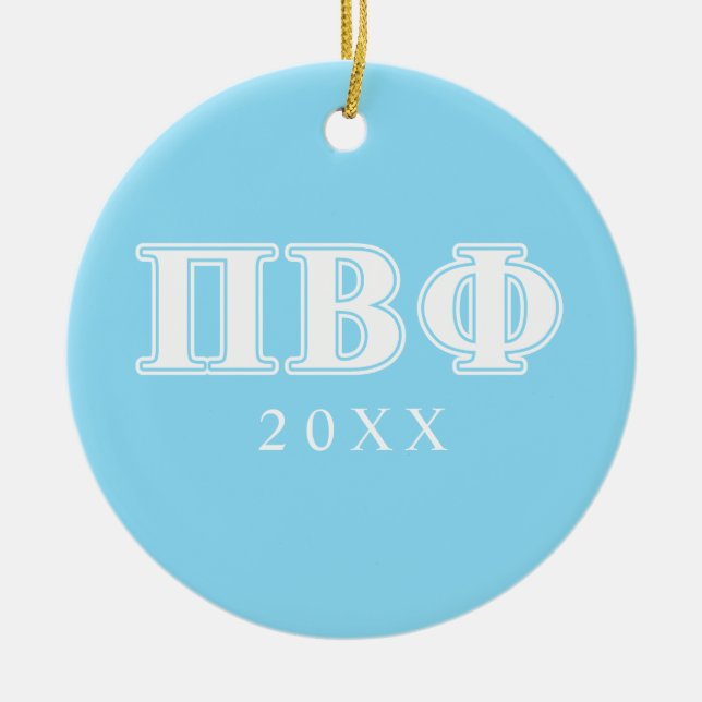 Pi Beta Phi White and Blue Letters Ceramic Ornament (Front)