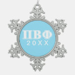 Pi Beta Phi White And Blue Letters Snowflake Pewter Christmas Ornament at Zazzle