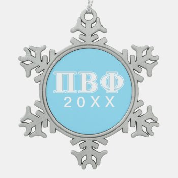 Pi Beta Phi White And Blue Letters Snowflake Pewter Christmas Ornament by pibetaphi at Zazzle