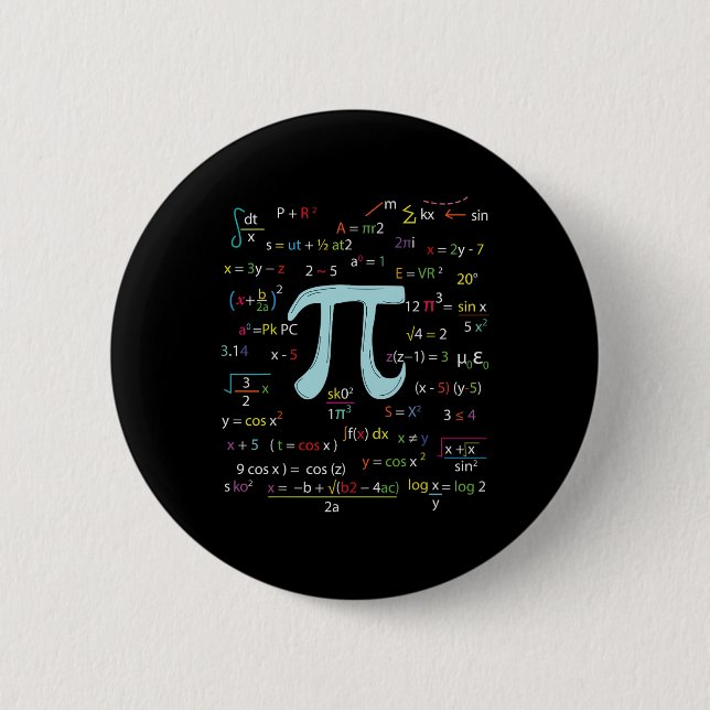 Pi Circle Number Formulas Nerdy Mathematicians Pi  Button (Front)