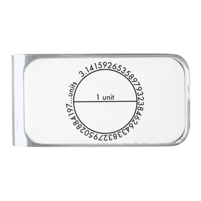 Pi Circle Silver Finish Money Clip (Front)