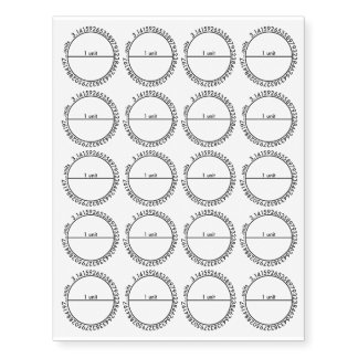 Pi Circle Temporary Tattoos