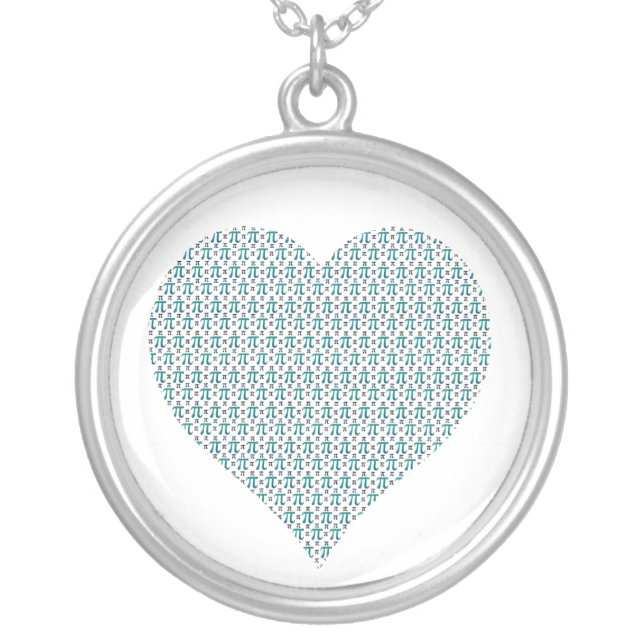 Pi Complex Heart Silver Plated Necklace (Front)