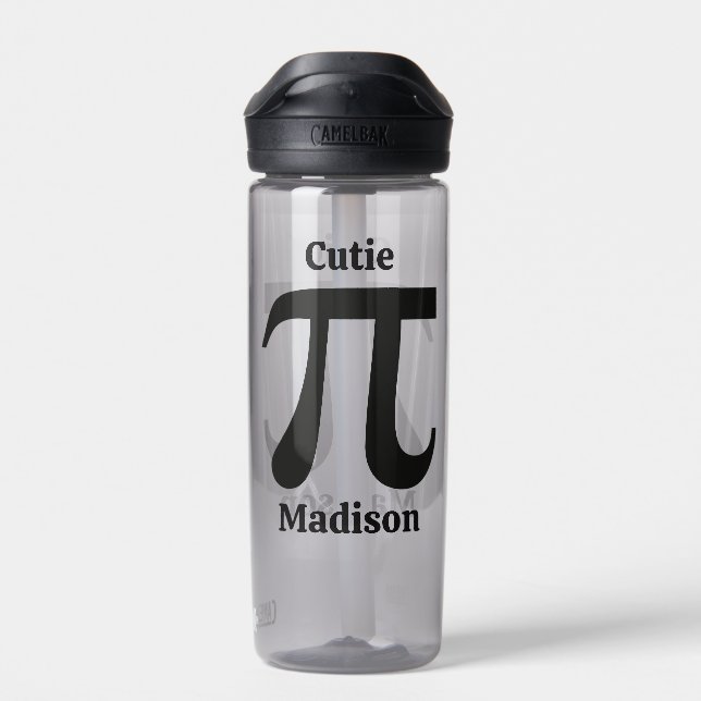 Pi / Cutie Pie custom name Water Bottle (Back)