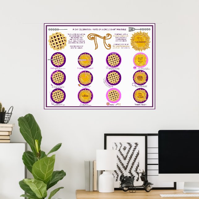 Pi Day 314 Pies Parts Of A Circle Chart Printable  (Home Office)