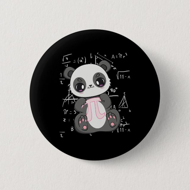 Pi Day 3.14159 Algebra Mathematic Anime Panda Bear Button (Front)