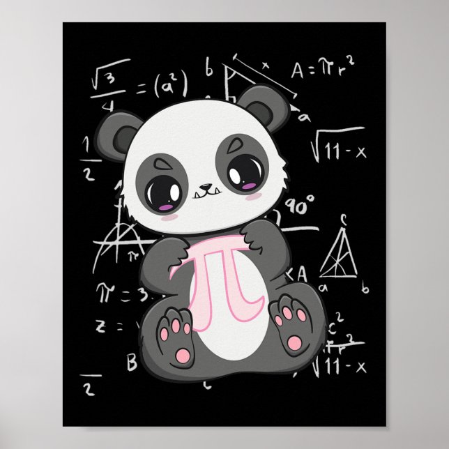 Pi Day 3.14159 Algebra Mathematic Anime Panda Bear Poster (Front)
