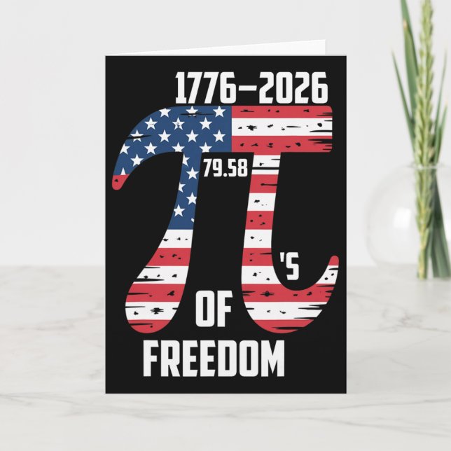Pi Day American Flag Patriotic Math Nerd Geek 3.14 Card (Front)