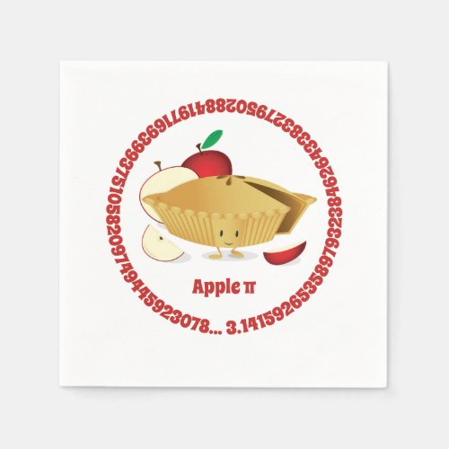 Pi Day Apple Pie Cartoon Character Numbers Napkins