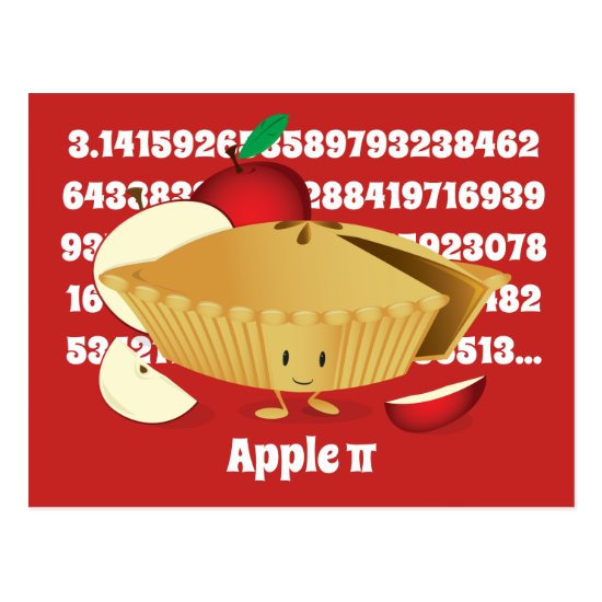 Pi Day Apple Pie Cartoon Character Numbers Postcard