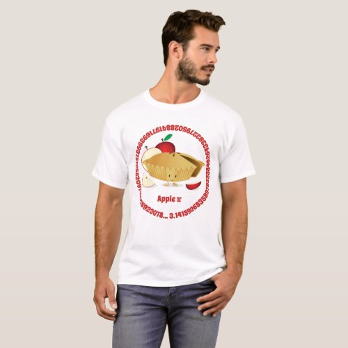 Pi Day Apple Pie Cartoon Character Numbers T_Shirt