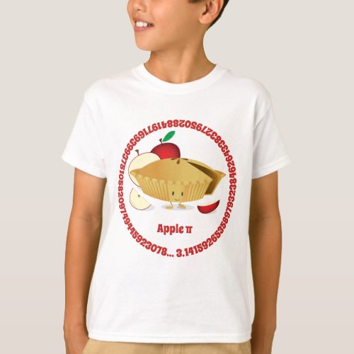 Pi Day Apple Pie Cartoon Character Numbers T_Shirt