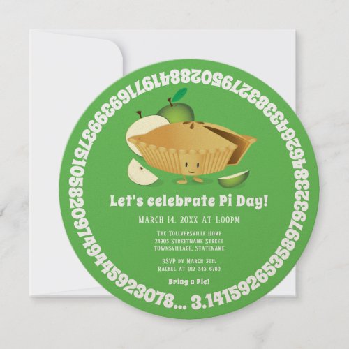 Pi Day Apple Pie Party Green Math Holiday Invitation