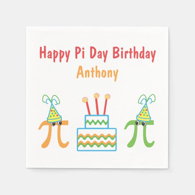 Pi Day Birthday Personalized Paper Napkins (Front)