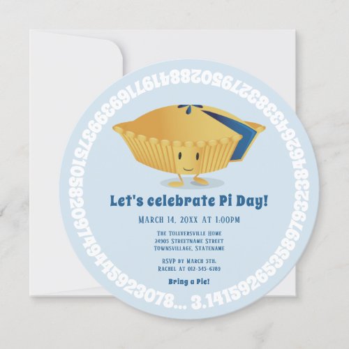 Pi Day Blueberry Pie Party Blue Math Holiday Invitation