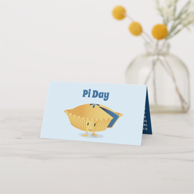 Pi Day Blueberry Pie Party Blue Math Holiday Place Card (Back)