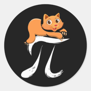 Pi Day Cat Kitten March 14 Math Mathematics Classic Round Sticker