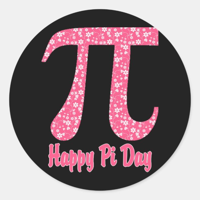 Pi Day Coral Floral Classic Round Sticker (Front)