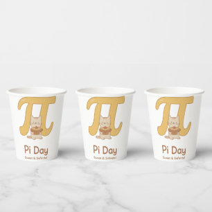 Pi Day Cute Cat Postcard – Sweet & Infinite   Math Paper Cups