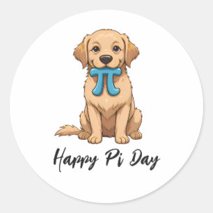 Pi Day Dog With Pi Symbol Happy Pi Day Classic Round Sticker