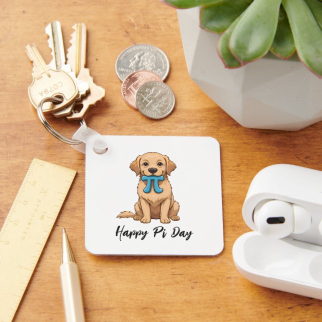Pi Day Dog With Pi Symbol | Happy Pi Day Keychain (Desk)