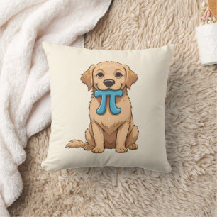 Pi Day Dog With Pi Symbol   Happy Pi Day Throw Pillow