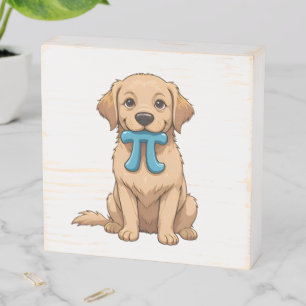 Pi Day Dog With Pi Symbol Happy Pi Day Wooden Box Sign