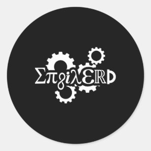 Pi Day Enginerd Engineer Mechanical Gear Classic Round Sticker