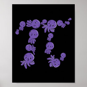 Pi Day Funny Octopi Octopus Sea Life Pi Symbol Mat Poster