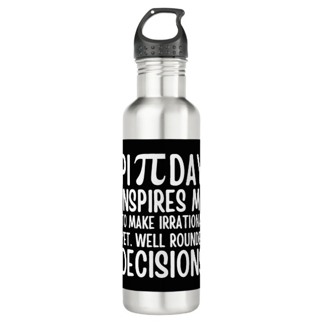 Pi Day Funny Stainless Steel Water Bottle (Front)