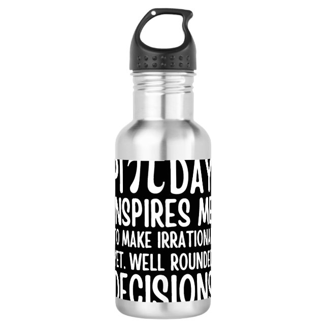 Pi Day Funny Stainless Steel Water Bottle (Front)