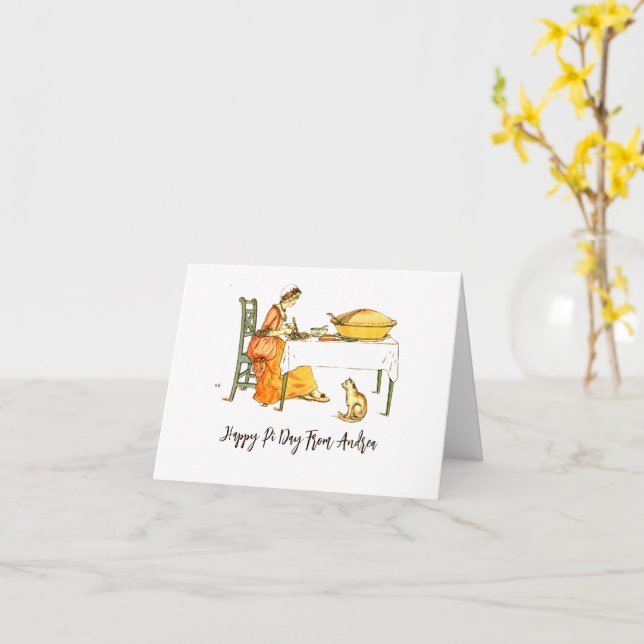 Pi Day Funny Vintage Victorian Illustration Card (Yellow Flower)