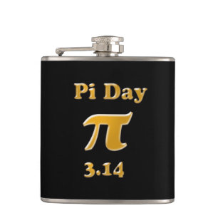 Pi Day Gold on Black Hip Flask
