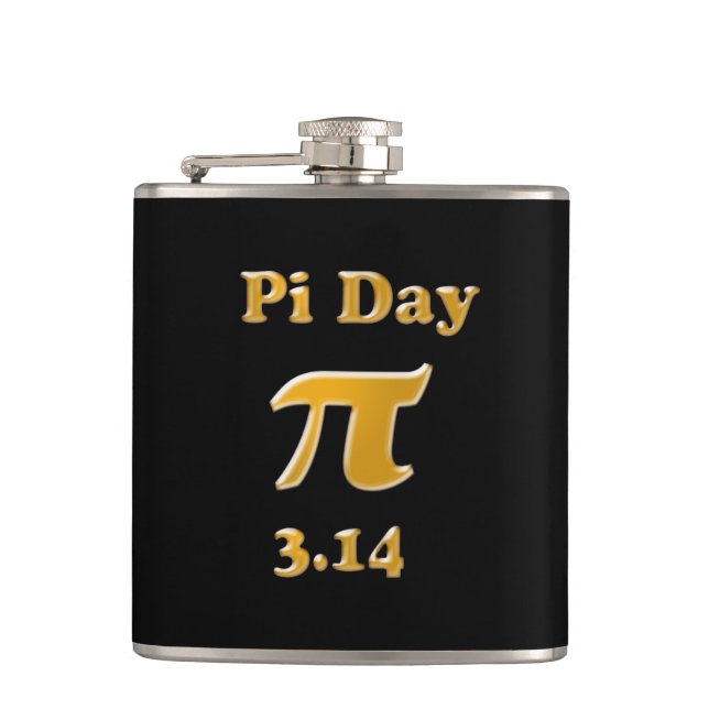 Pi Day Gold on Black Hip Flask (Front)