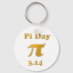 Pi Day Gold on White Keychain