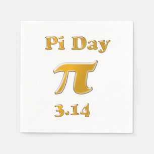 Pi Day Gold on White Paper Napkins