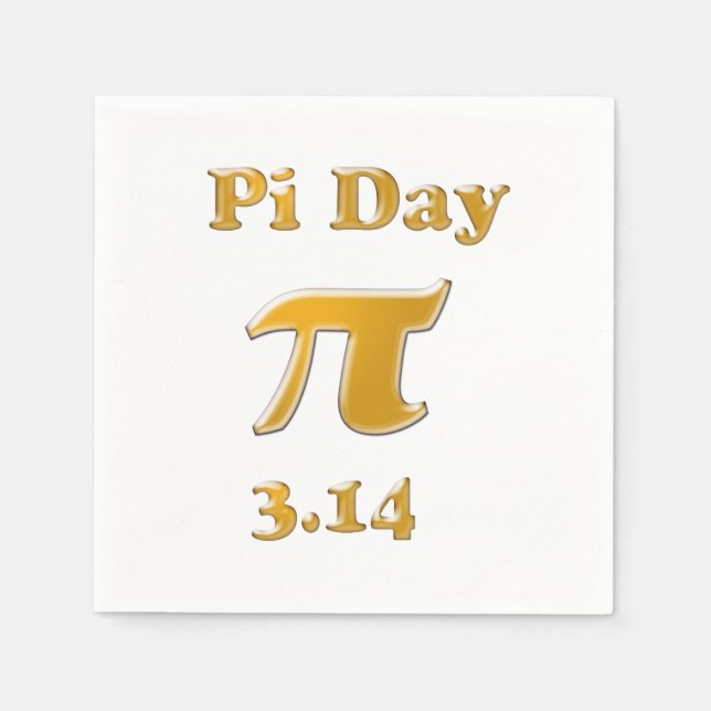 Pi Day Gold on White Paper Napkins (Front)