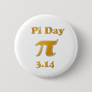 Pi Day Gold on White Pinback Button