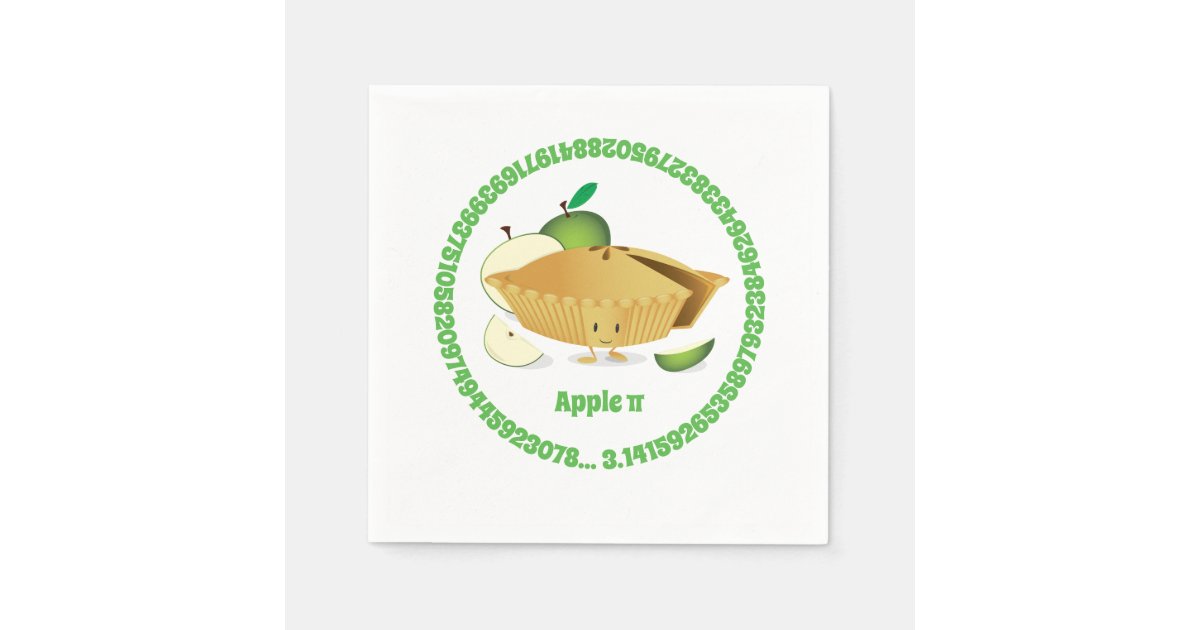 Pi Day Green Apple Pie Cartoon Character Numbers Napkins | Zazzle.com