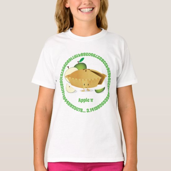 Pi Day Green Apple Pie Cartoon Character Numbers T-Shirt