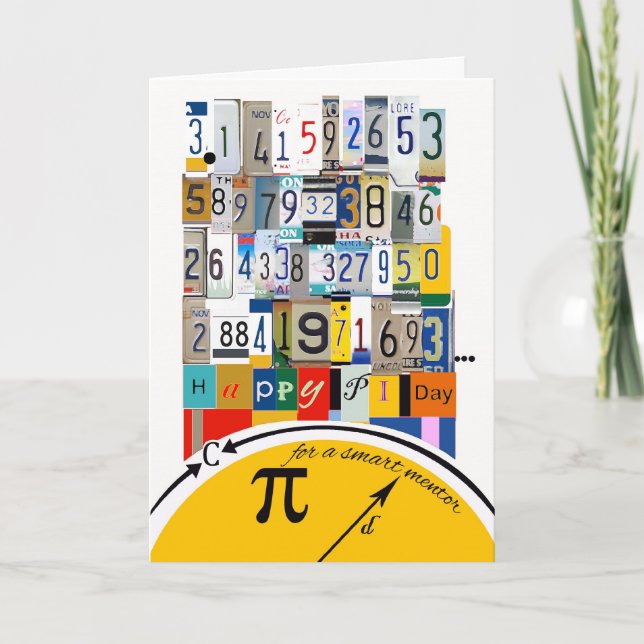 Pi Day Greetings for Mentor, Crunching Numbers Card (Front)