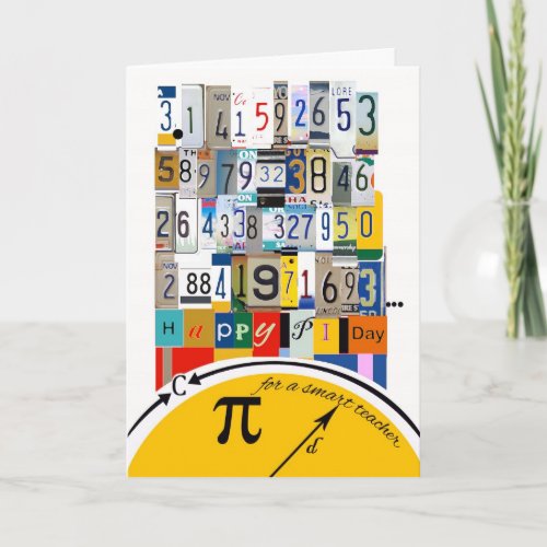 Pi Day Greetings for Teacher Crunching Numbers Card